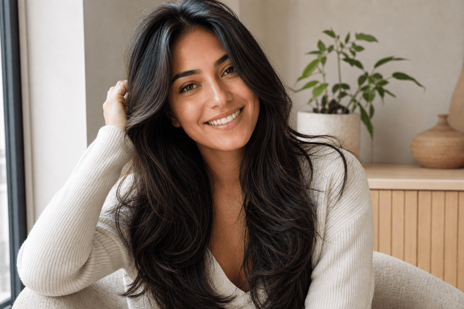 Woman with vibrant, healthy hair